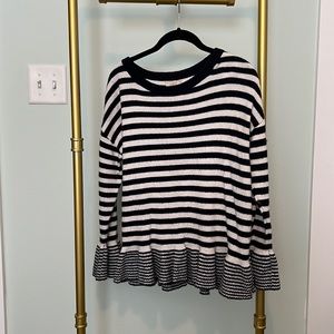 LOFT outlet size small navy and white stripe peplum sweater top